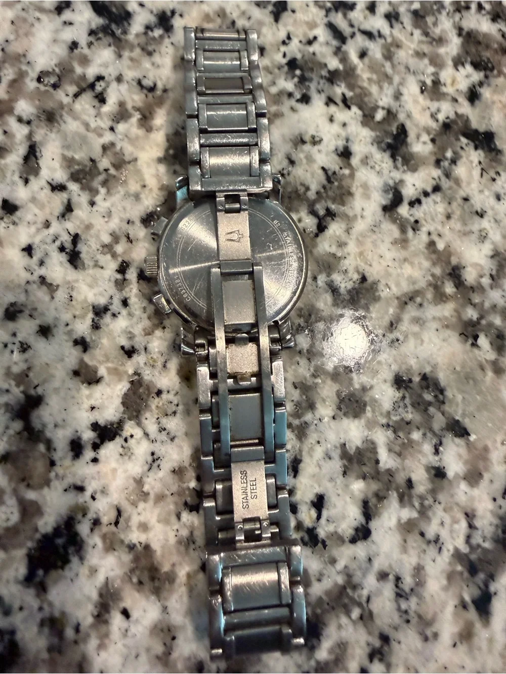 Bulova Silver and White Chronograph Bracelet Watch